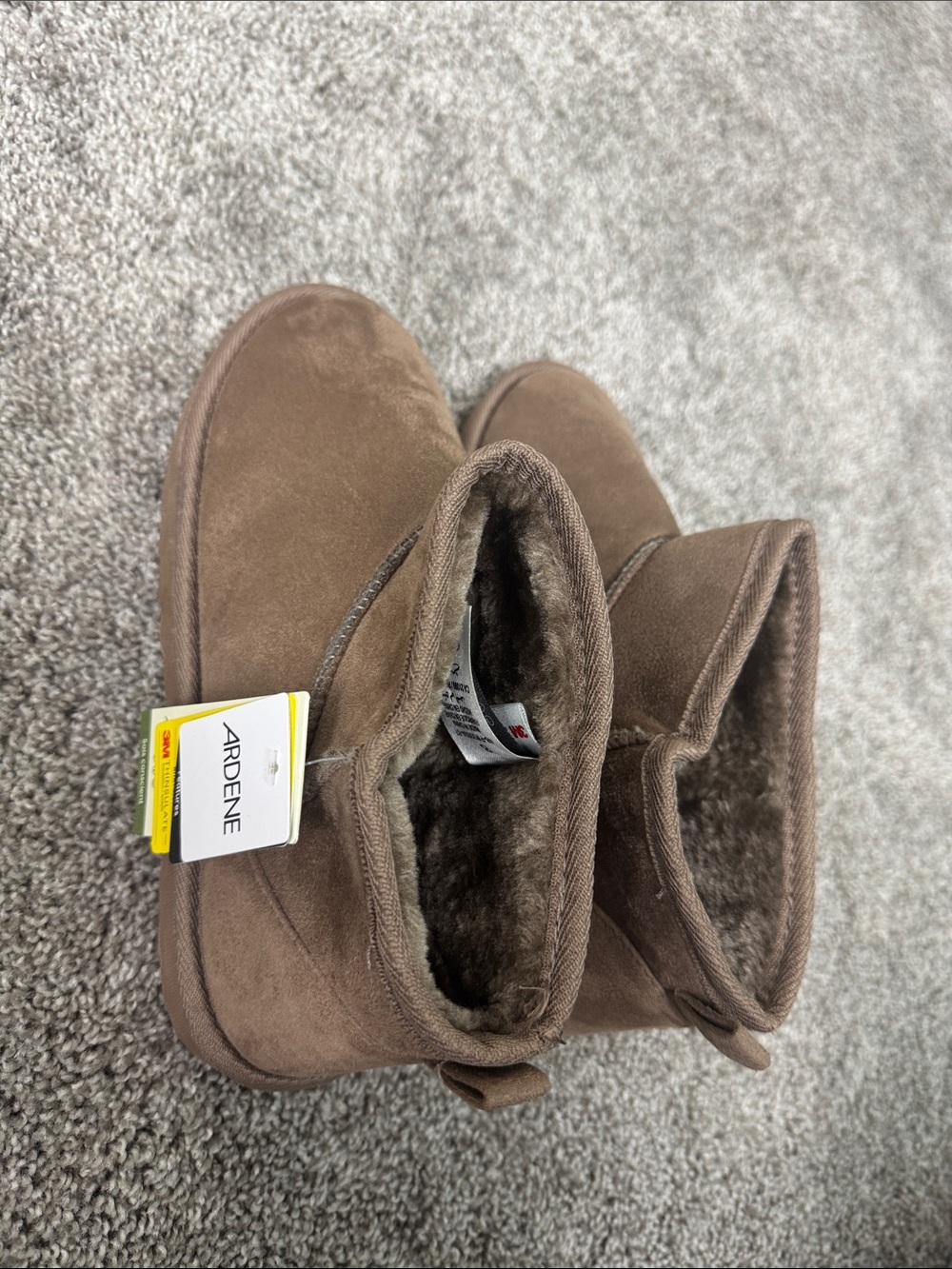 Ardene Chestnut Faux-Suede Fleece Ankle Boots